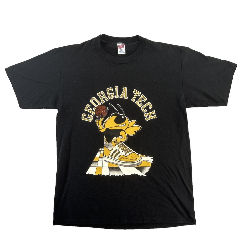 Vintage Georgia Tech Soffe Shirts T-Shirt Men's Large Yellow‎ Jackets NCAA 90s